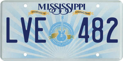 MS license plate LVE482
