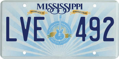 MS license plate LVE492
