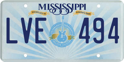 MS license plate LVE494