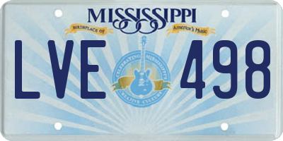 MS license plate LVE498