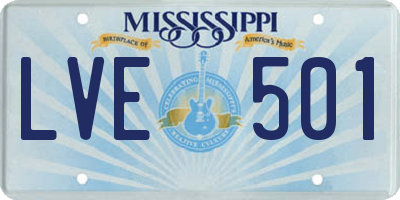 MS license plate LVE501