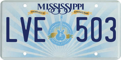 MS license plate LVE503