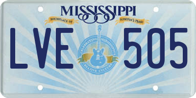 MS license plate LVE505