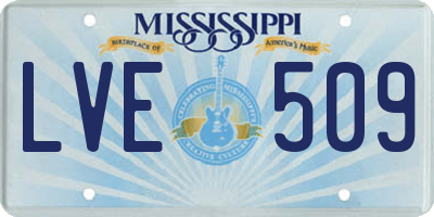 MS license plate LVE509