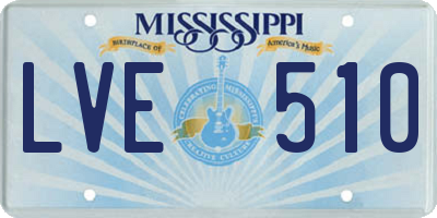 MS license plate LVE510