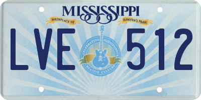 MS license plate LVE512