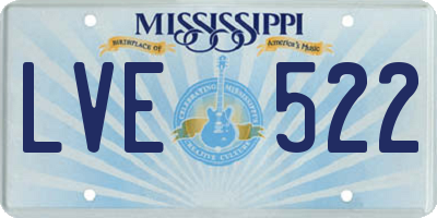 MS license plate LVE522