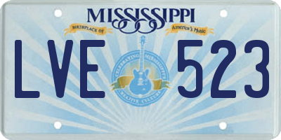 MS license plate LVE523