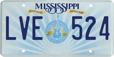 MS license plate LVE524