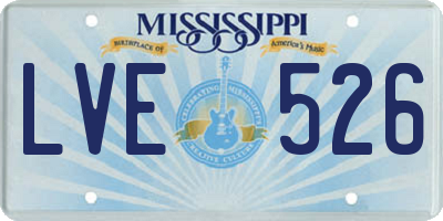 MS license plate LVE526