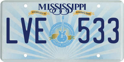 MS license plate LVE533