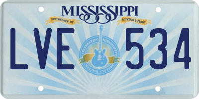 MS license plate LVE534