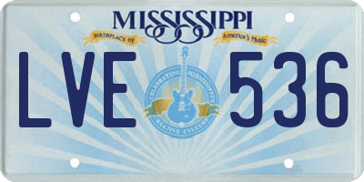 MS license plate LVE536