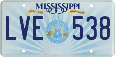 MS license plate LVE538
