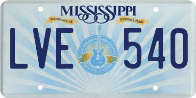 MS license plate LVE540
