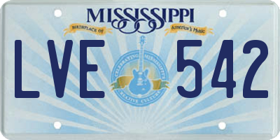 MS license plate LVE542
