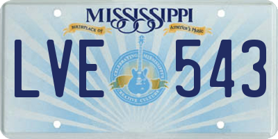 MS license plate LVE543