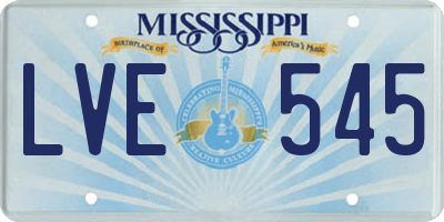 MS license plate LVE545