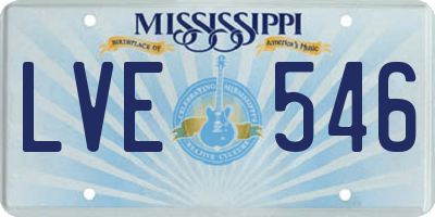 MS license plate LVE546