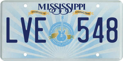 MS license plate LVE548