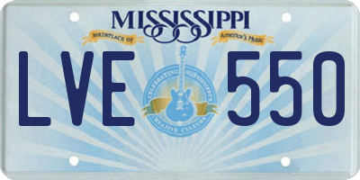 MS license plate LVE550