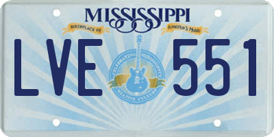 MS license plate LVE551