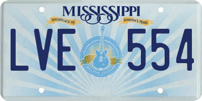 MS license plate LVE554