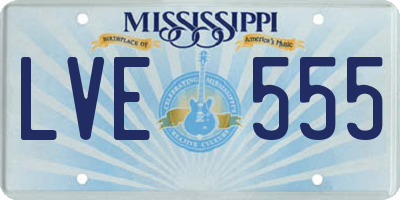 MS license plate LVE555