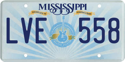 MS license plate LVE558