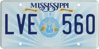MS license plate LVE560