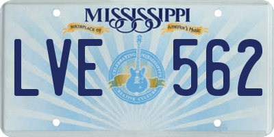 MS license plate LVE562
