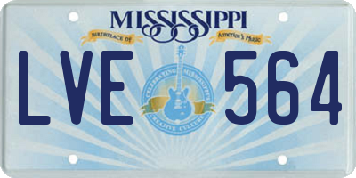 MS license plate LVE564