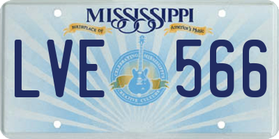 MS license plate LVE566