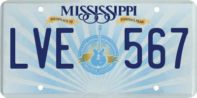 MS license plate LVE567