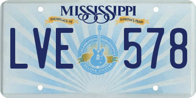 MS license plate LVE578
