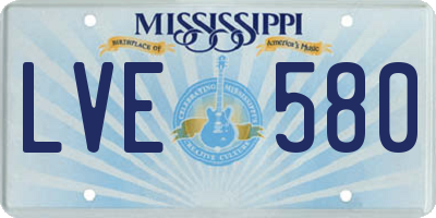 MS license plate LVE580