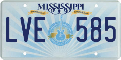 MS license plate LVE585