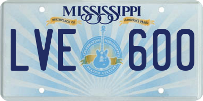 MS license plate LVE600