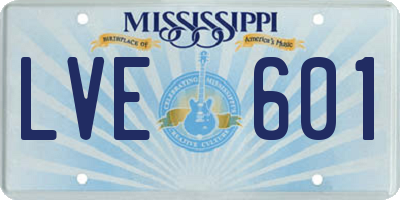 MS license plate LVE601