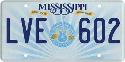 MS license plate LVE602