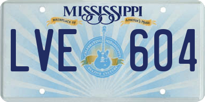 MS license plate LVE604