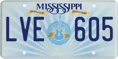 MS license plate LVE605