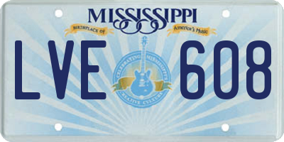 MS license plate LVE608