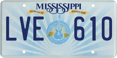 MS license plate LVE610