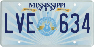 MS license plate LVE634