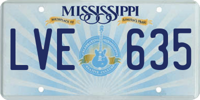 MS license plate LVE635