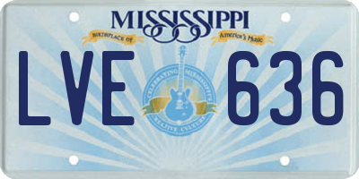 MS license plate LVE636