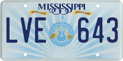 MS license plate LVE643