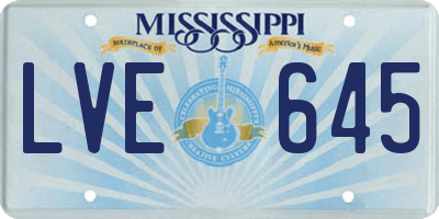 MS license plate LVE645