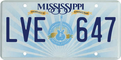 MS license plate LVE647